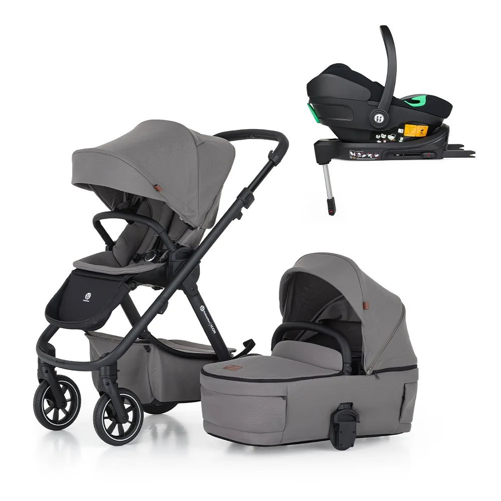 Kočík kombinovaný ICON 2v1 Dove Grey LITE RWS + Core Pro i-Size Black Grey + Báza