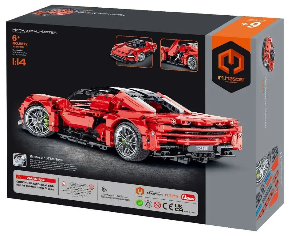 Športové auto červené mechanická stavebnica 1131 dielikov