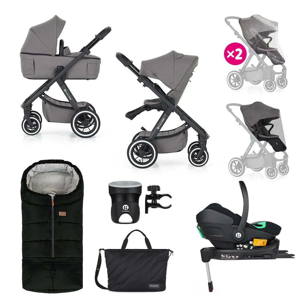Kočík kombinovaný ICON 2v1 Dove Grey XXL AIR + Core Pro i-Size Black Grey + Báza