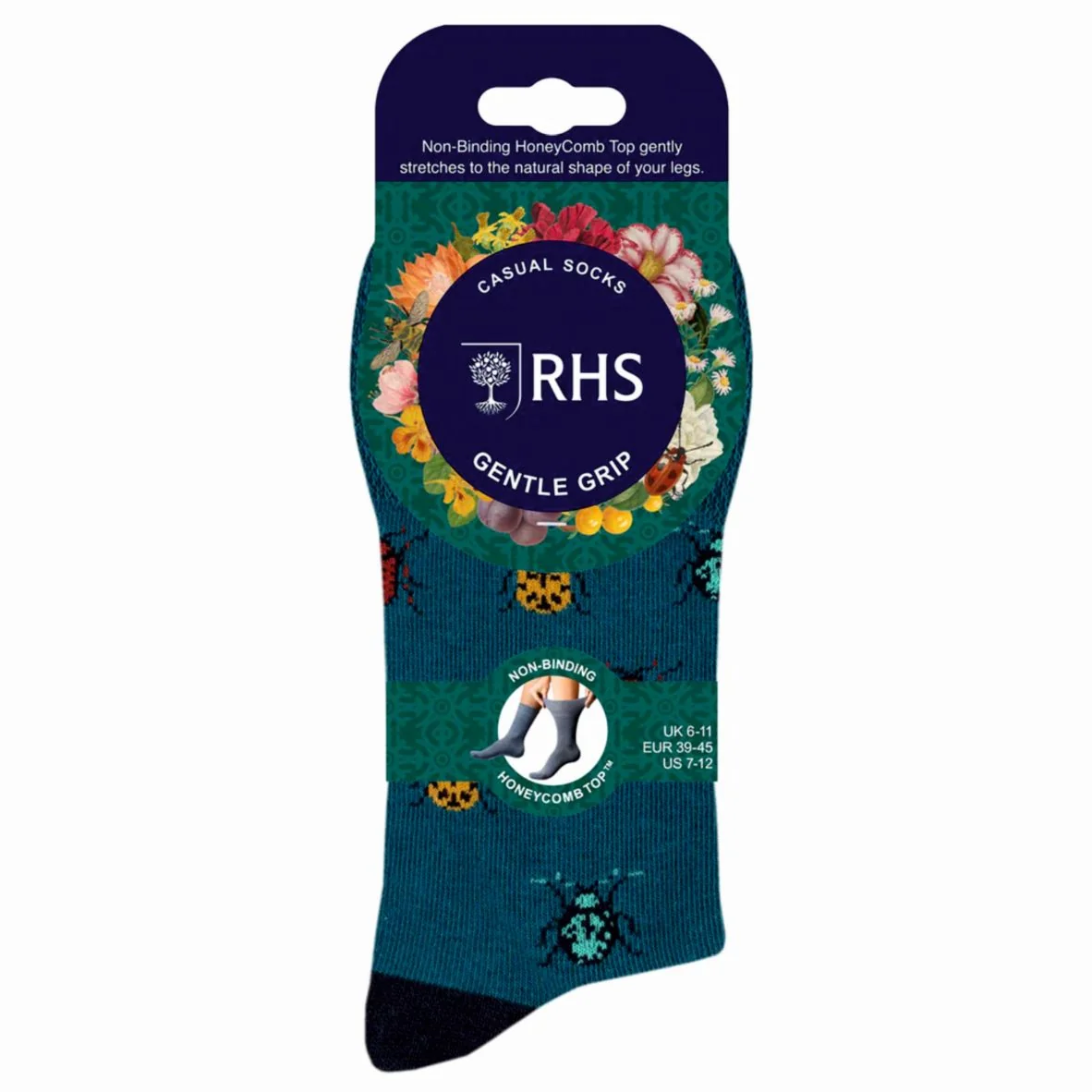 Pánske 3 páry bavlnené ponožky RHS Gentle Grip INSECTS Veľkosť ponožiek 39-45