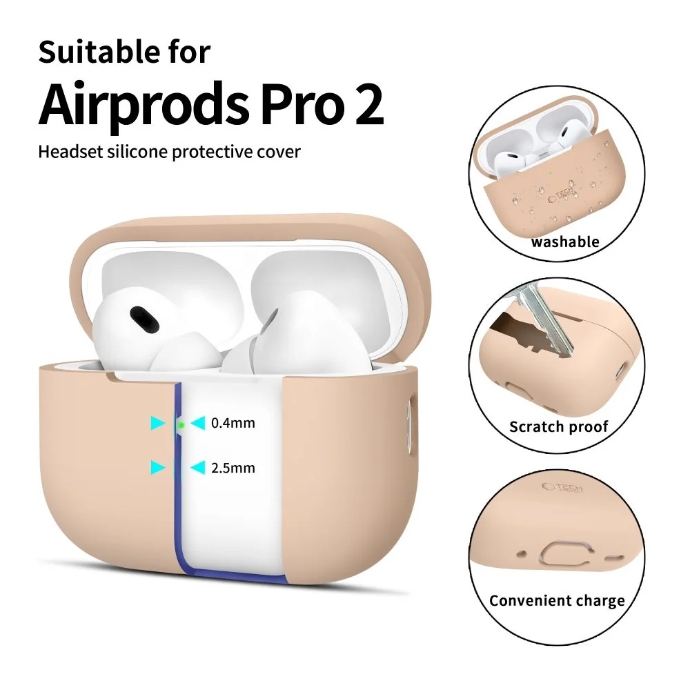 Tech-Protect Silicone puzdro na Apple AirPods Pro 1 / 2, hnedé