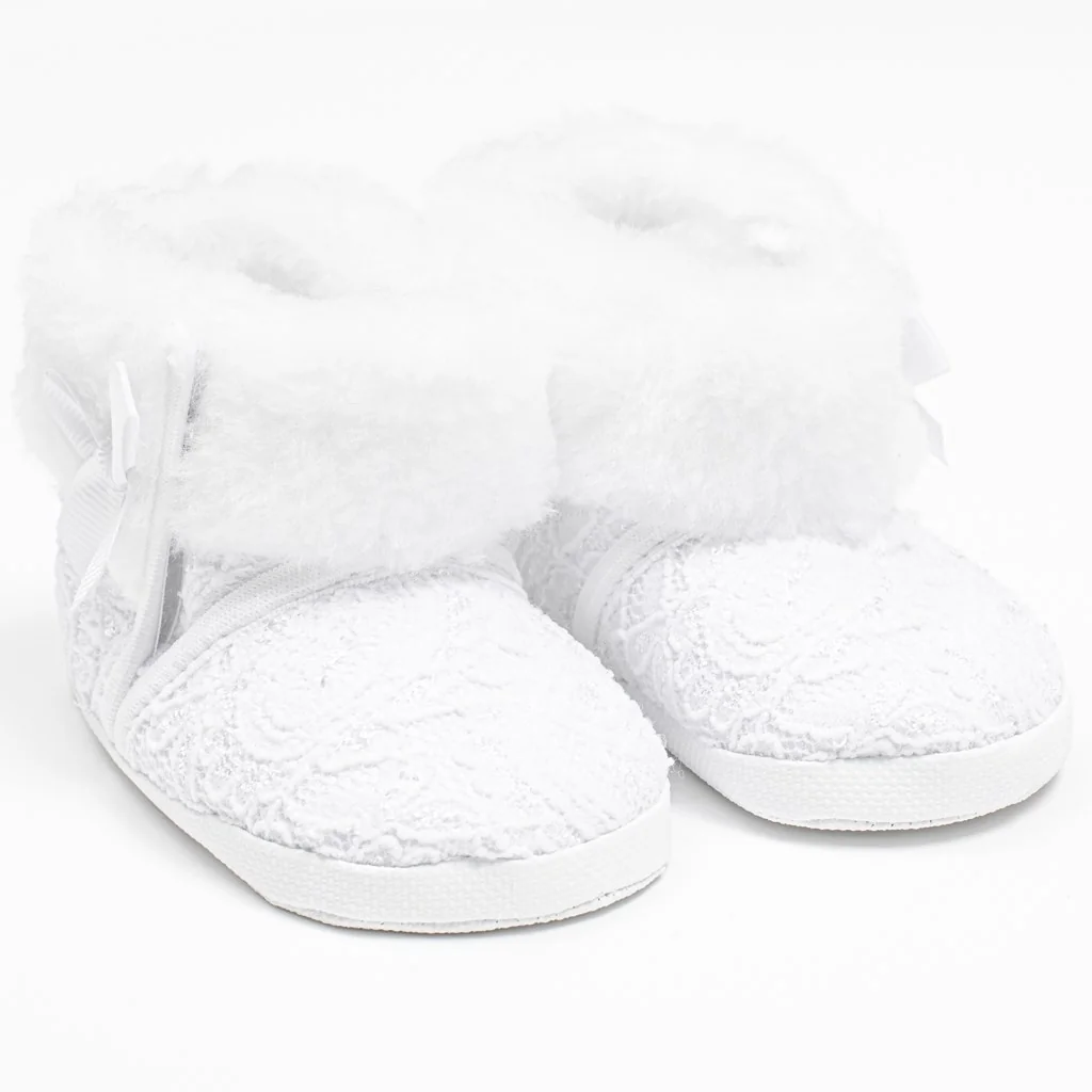 Dojčenské zimné krajkové kozačky New Baby 3-6 m biele 3-6 m,