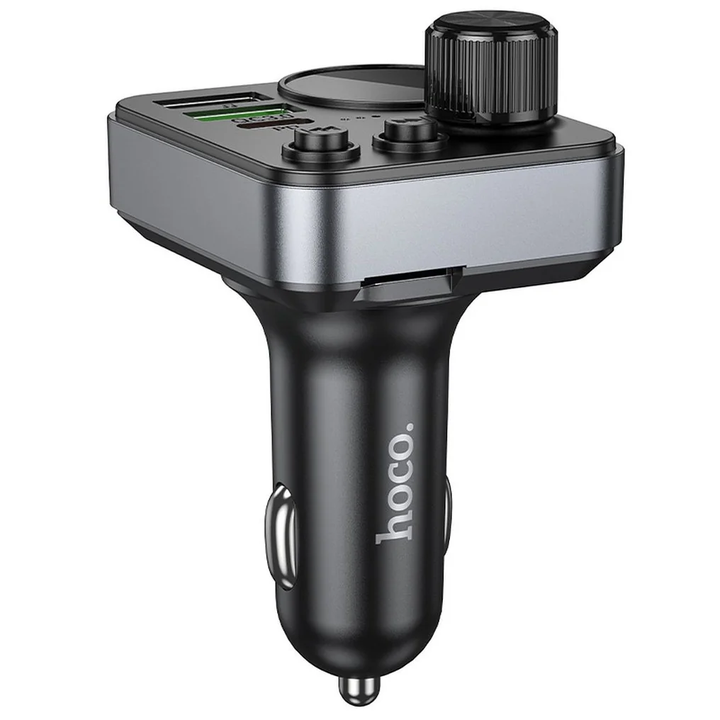 Hoco E86 Bluetooth FM Transmitter autonabíjačka 2x USB / USB-C QC PD 48W, čierna