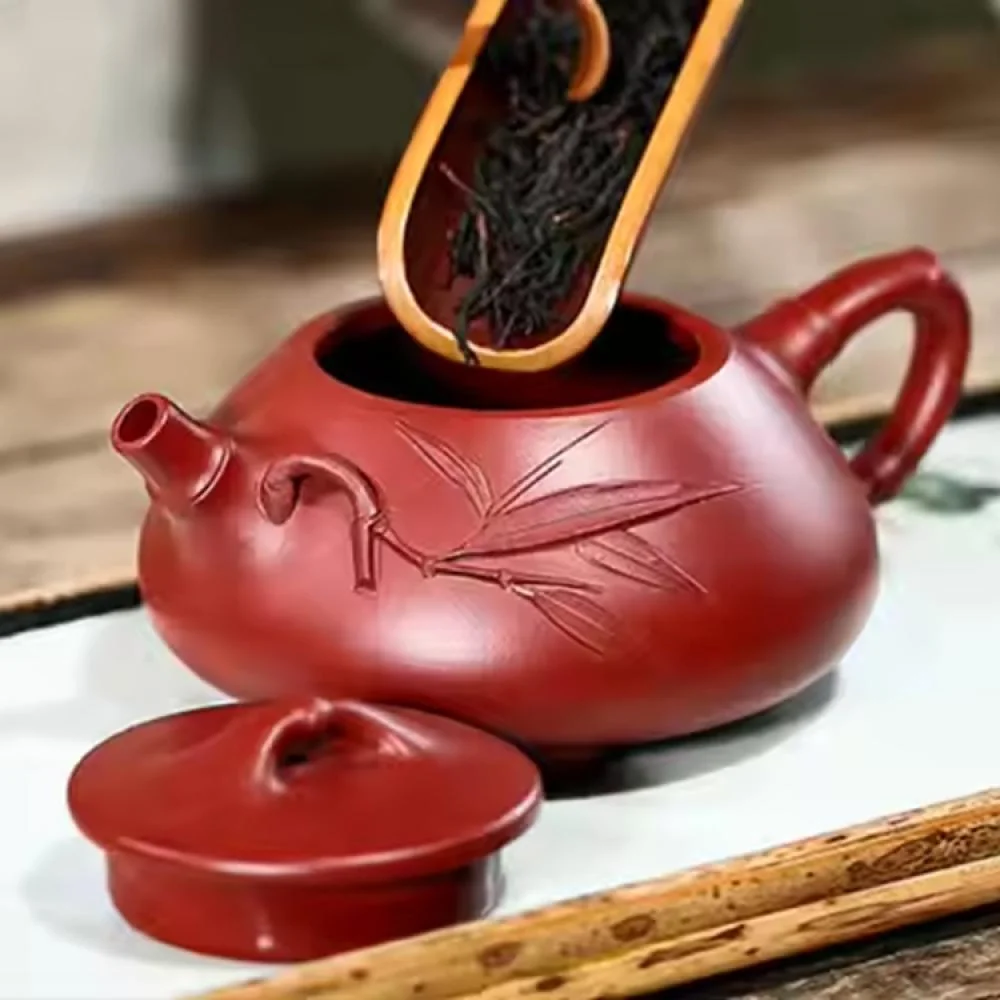 Čajník Zhuying Hnedá/Červená ručne dekorovaný, 250ml