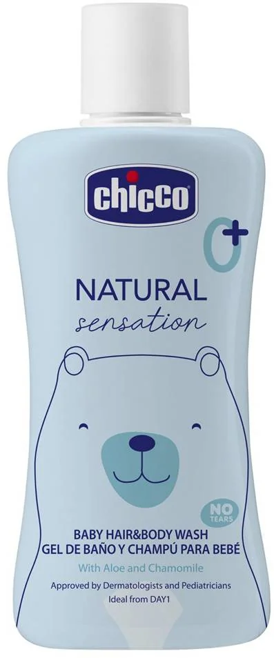 CHICCO Šampón na vlasy a telo Natural Sensation s aloe a kamilkou 200ml, 0m+ 1×200 ml, detský šampón na vlasy a telo
