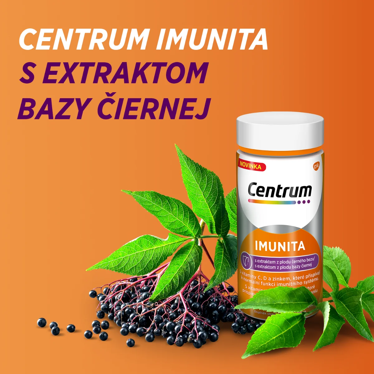 Centrum Imunita s extraktom z bazy čiernej 1x60 cps, multivitamín s vitamín C a D pre posilnenie imunity