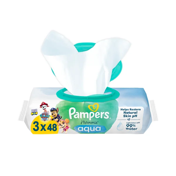 Pampers Harmonie Aqua čistiace obrúsky 3×48 ks