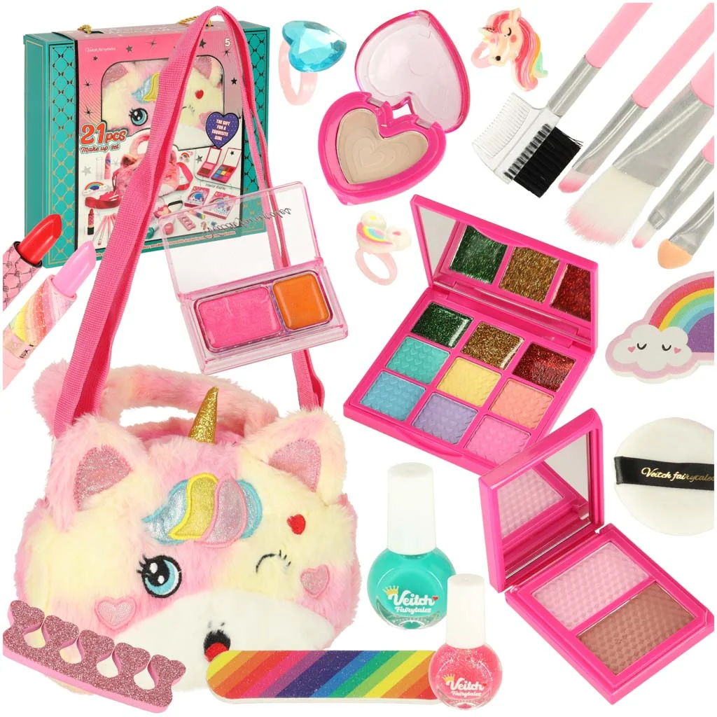 Detský make-up set 21 ks – torebka žlto-ružová
