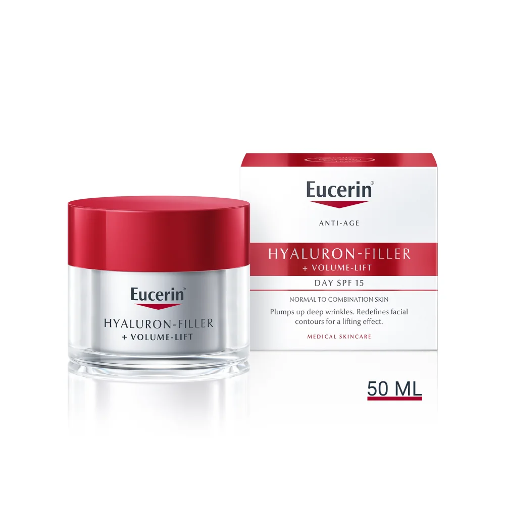 Eucerin HYALURON-FILLER + VOLUME-LIFT Denný krém pre normálnu a zmiešanú pleť 1×50 ml, anti-age, pre normálnu až zmiešanú pleť