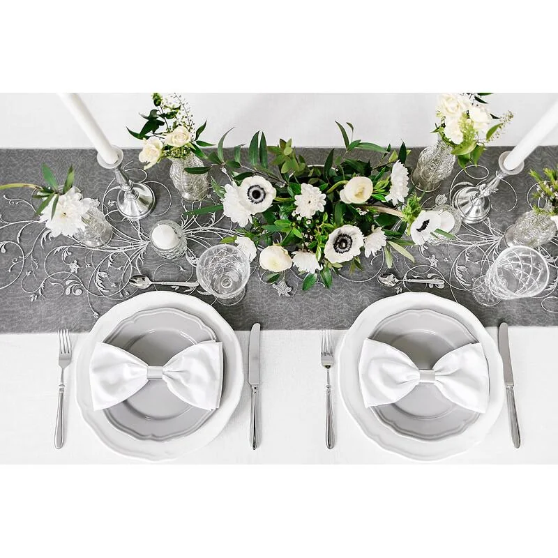 PartyDeco Organza čierna s potlačou 0,36x9m