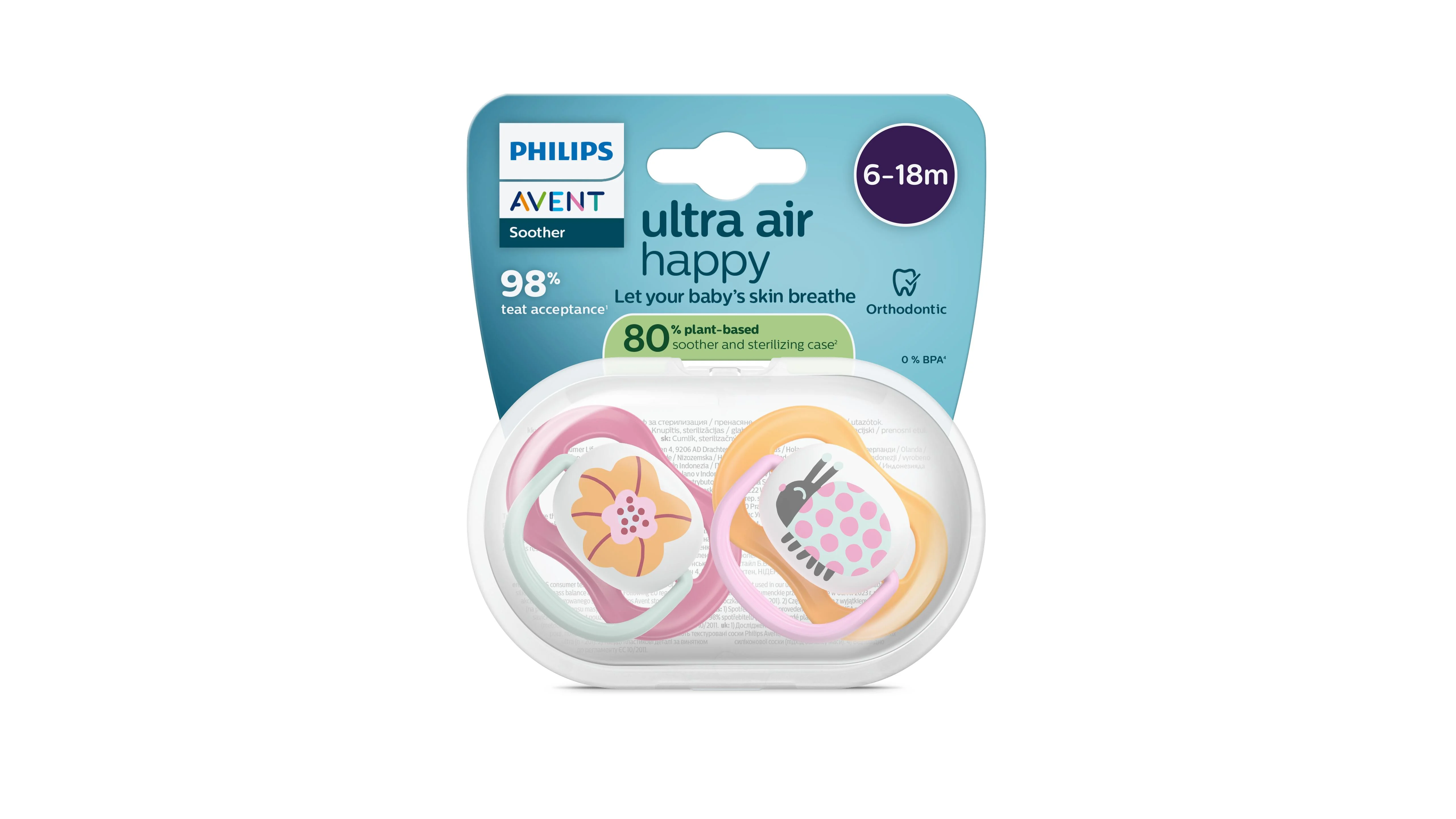 Philips AVENT - Cumlík Ultra air s obrázkom SCF080/27, 6-18 m, dievča 2 ks
