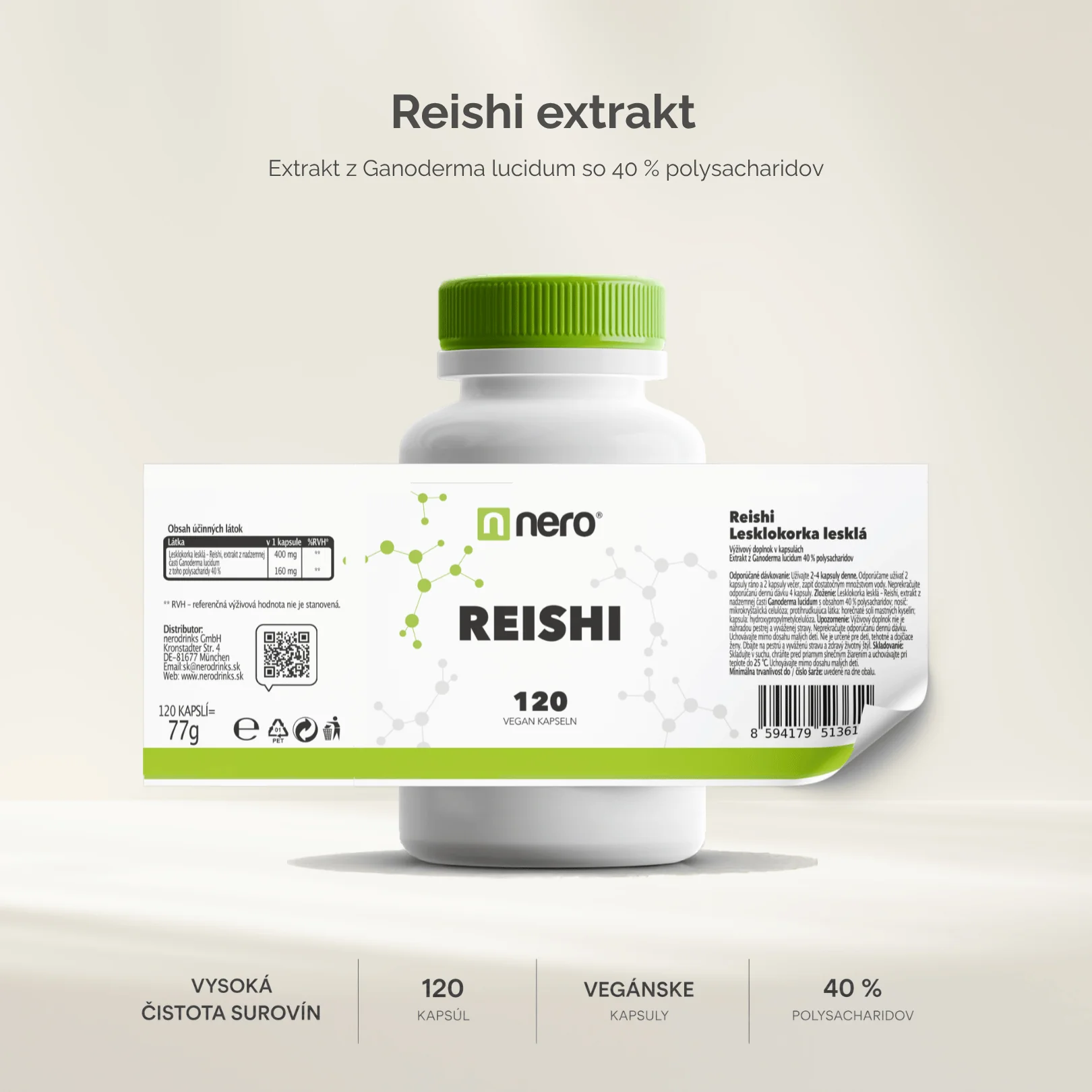 NERO Reishi 400 mg 120 kapsúl