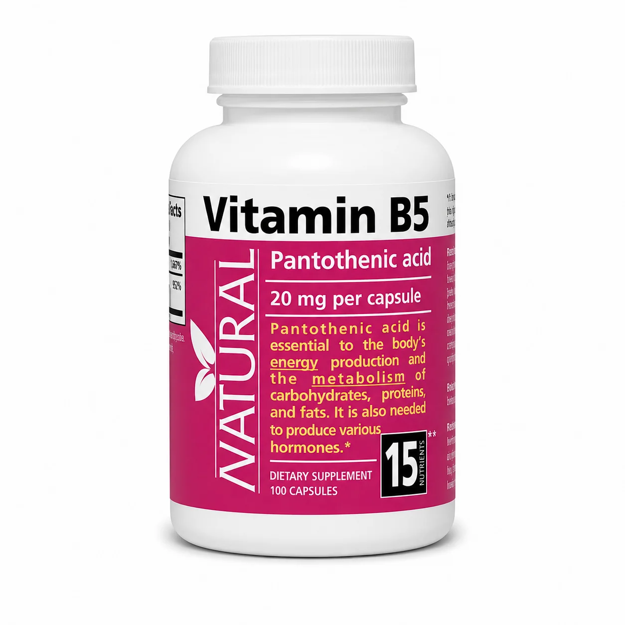 Vitamín B5 - Kyselina pantoténová - 20 mg - 100 kapsúl