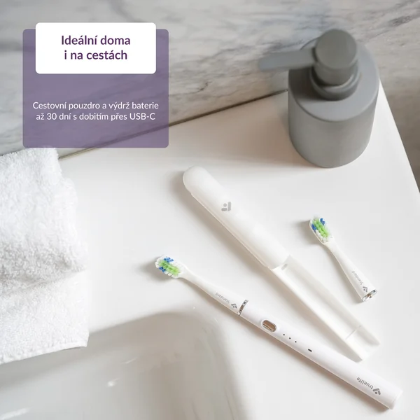 TrueLife SonicBrush Slim20 White "Poškodený obal" 1×1 ks, sonická kefka, produkt s poškodeným obalom