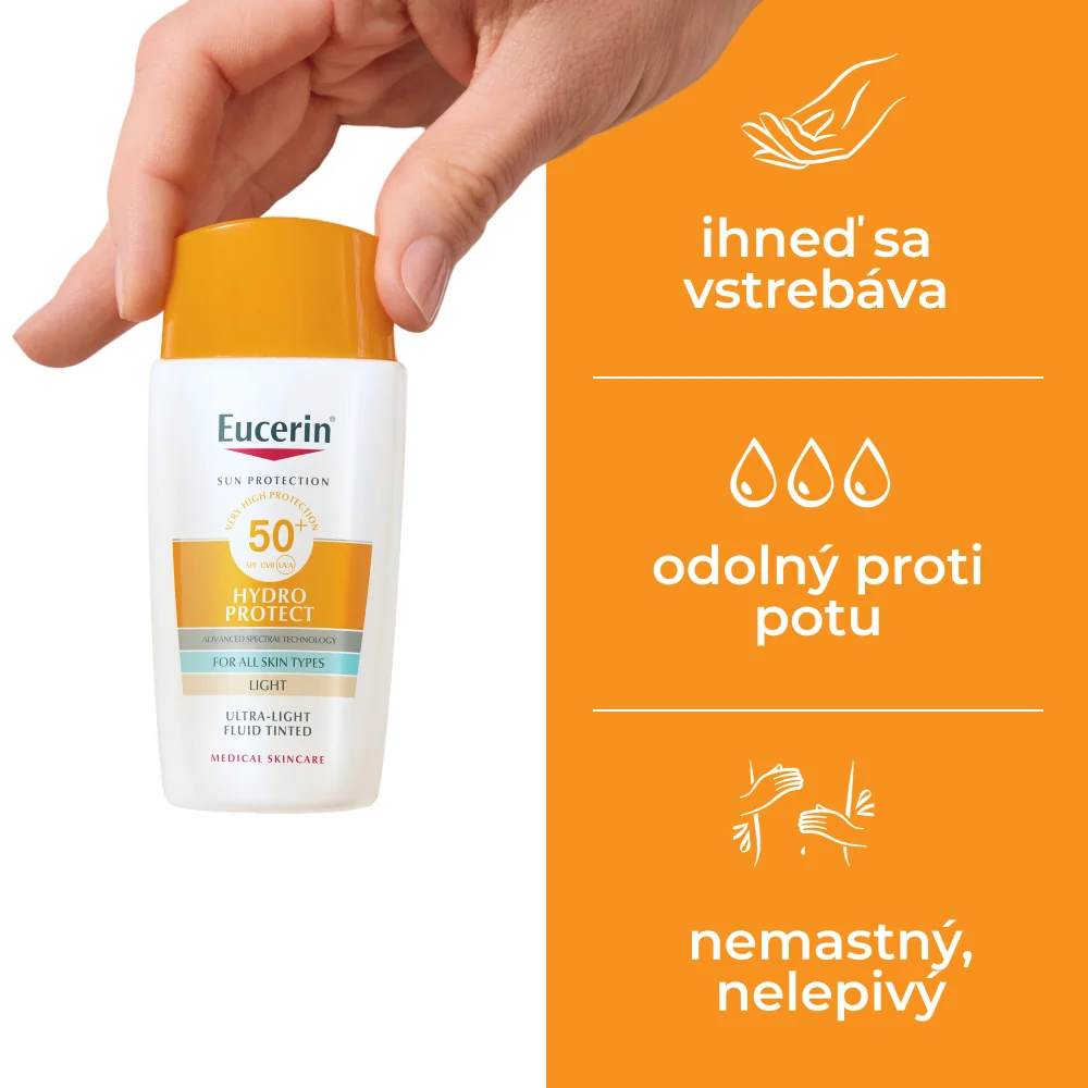 Eucerin SUN Ultra ľahký fluid na tvár HYDRO PROTECT SPF 50+, svetlý 1×50 ml, fluid