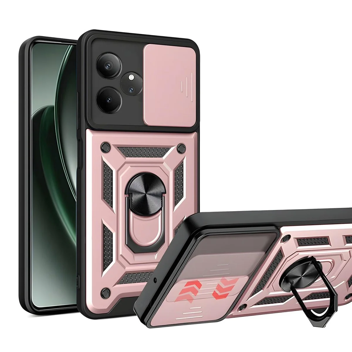 Ochranný obal pre Realme GT 6/GT 6T Nerezový stojan, magnetická podpora