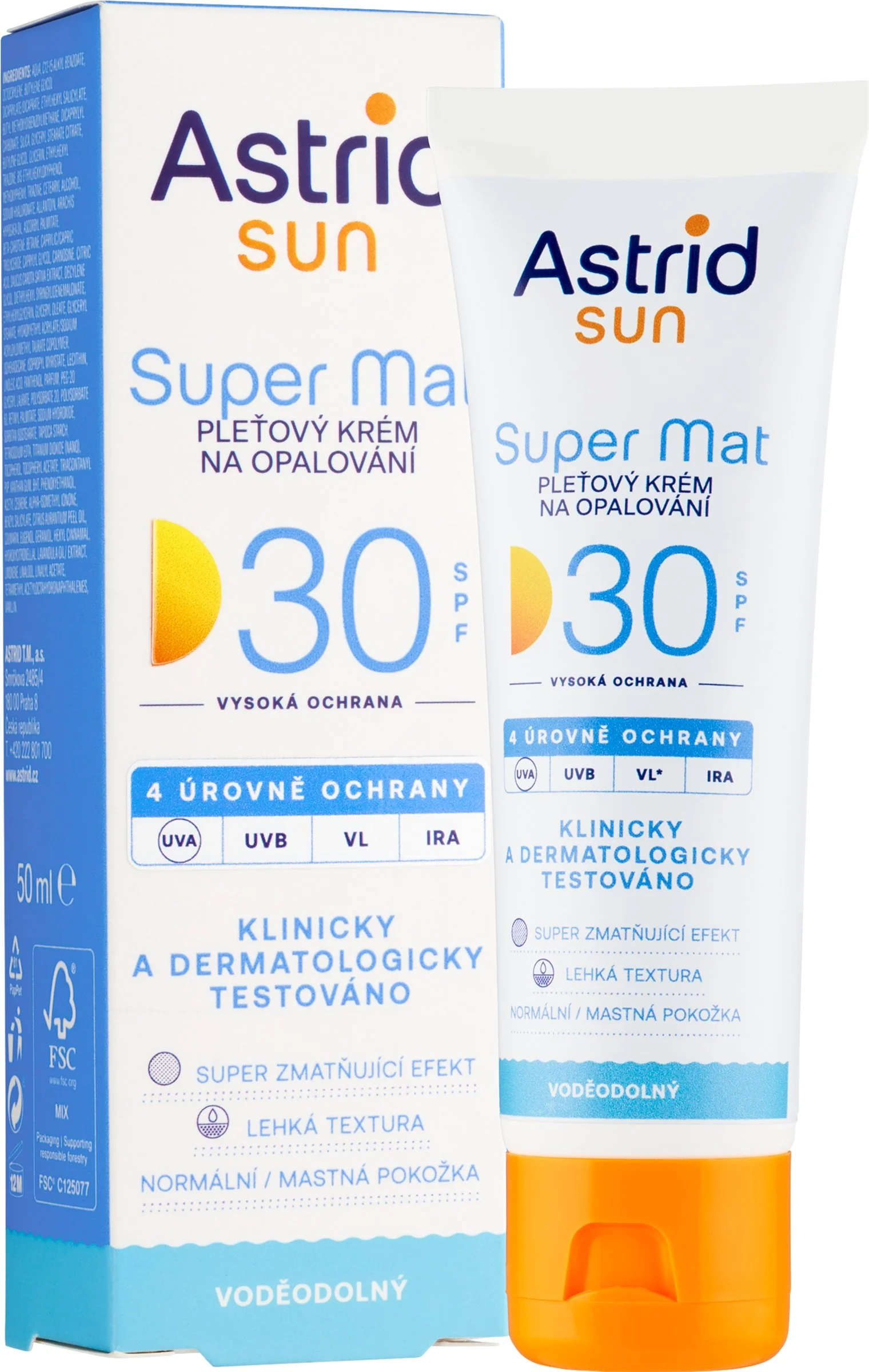 ASTRID SUN Pleťový krém na opalovanie Super mat SPF 30 50 ml