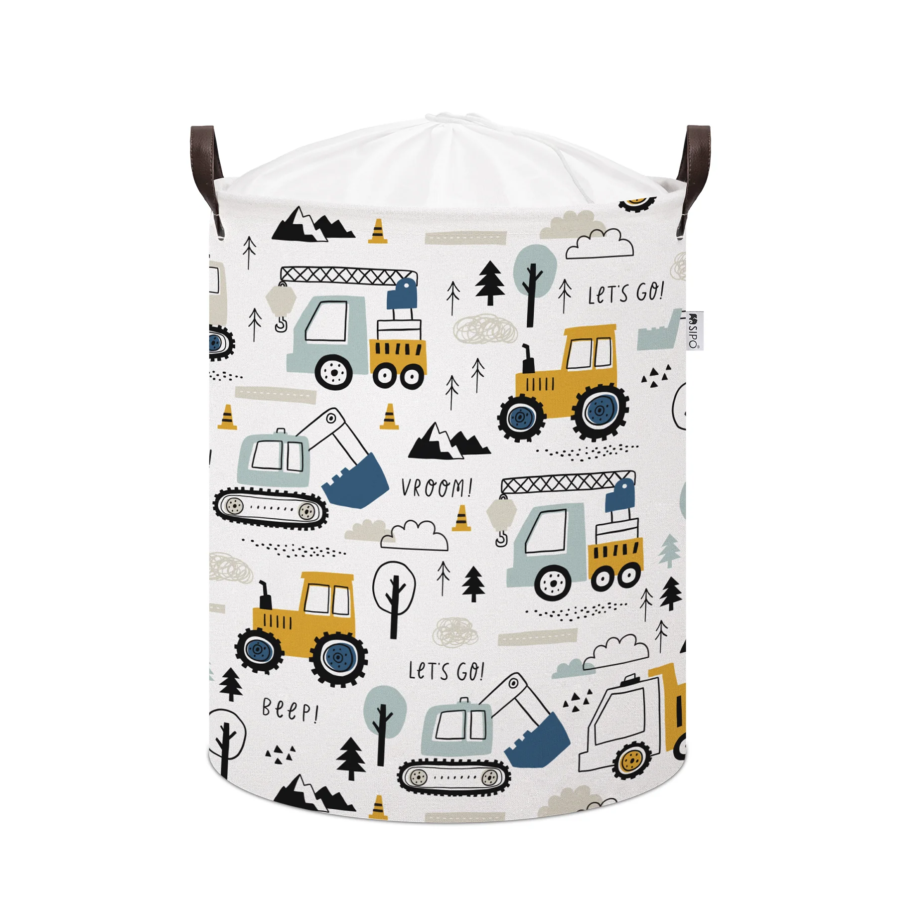 SIPO Skladací bavlnený kôš na hračky so šnúrkou 43 l Mini Trucks