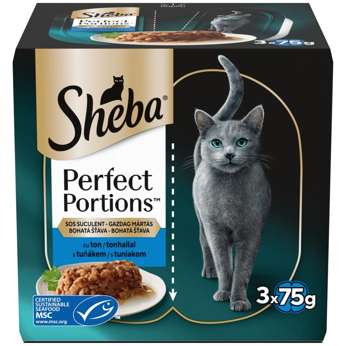 SHEBA perfect portions s tuniakom 1×3ks, kapsička s tuniakom, 75g