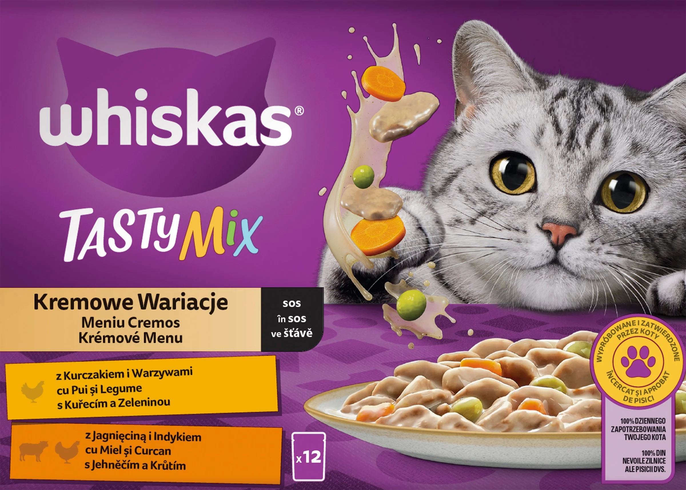 WHISKAS Kapsička Creamy Creations v šťave 12pack 12×85g, kapsička pre mačky