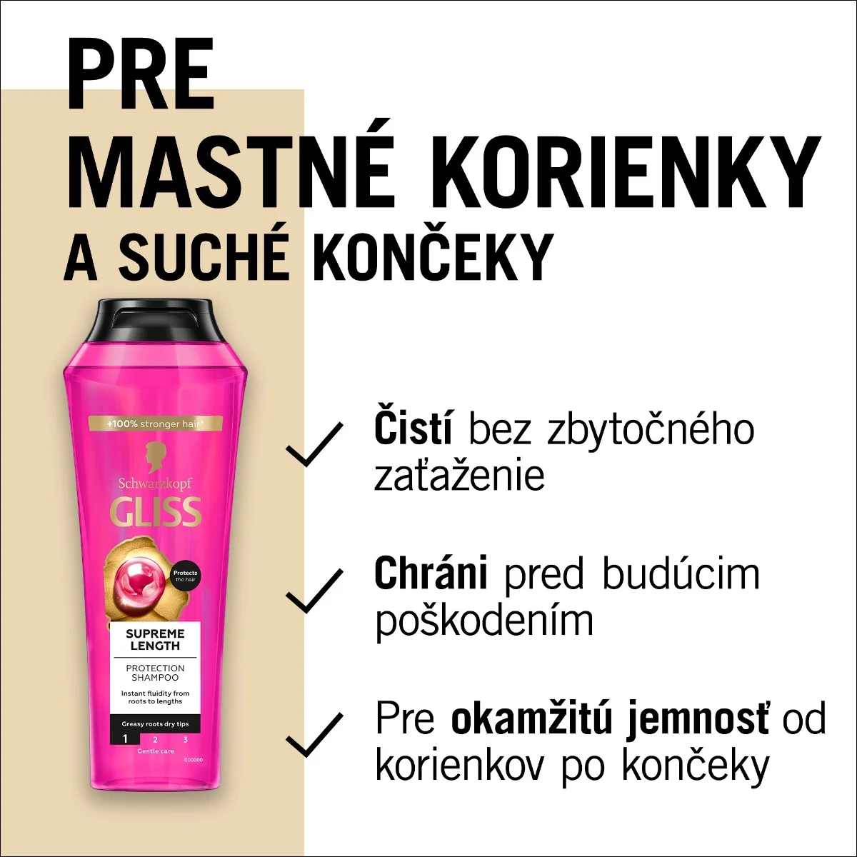 Schwarzkopf Gliss šampón Supreme Length 1×400 ml, šampón
