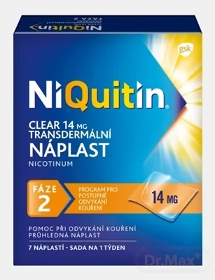 NiQuitin Clear 14 mg 1×7 ks, podpora odvykania závislosti od fajčenia