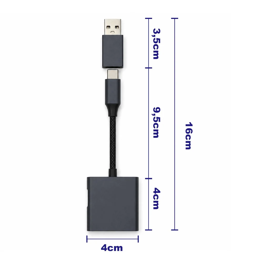 MG HUB adaptér USB-C / USB / čítačka SD kariet, čierny