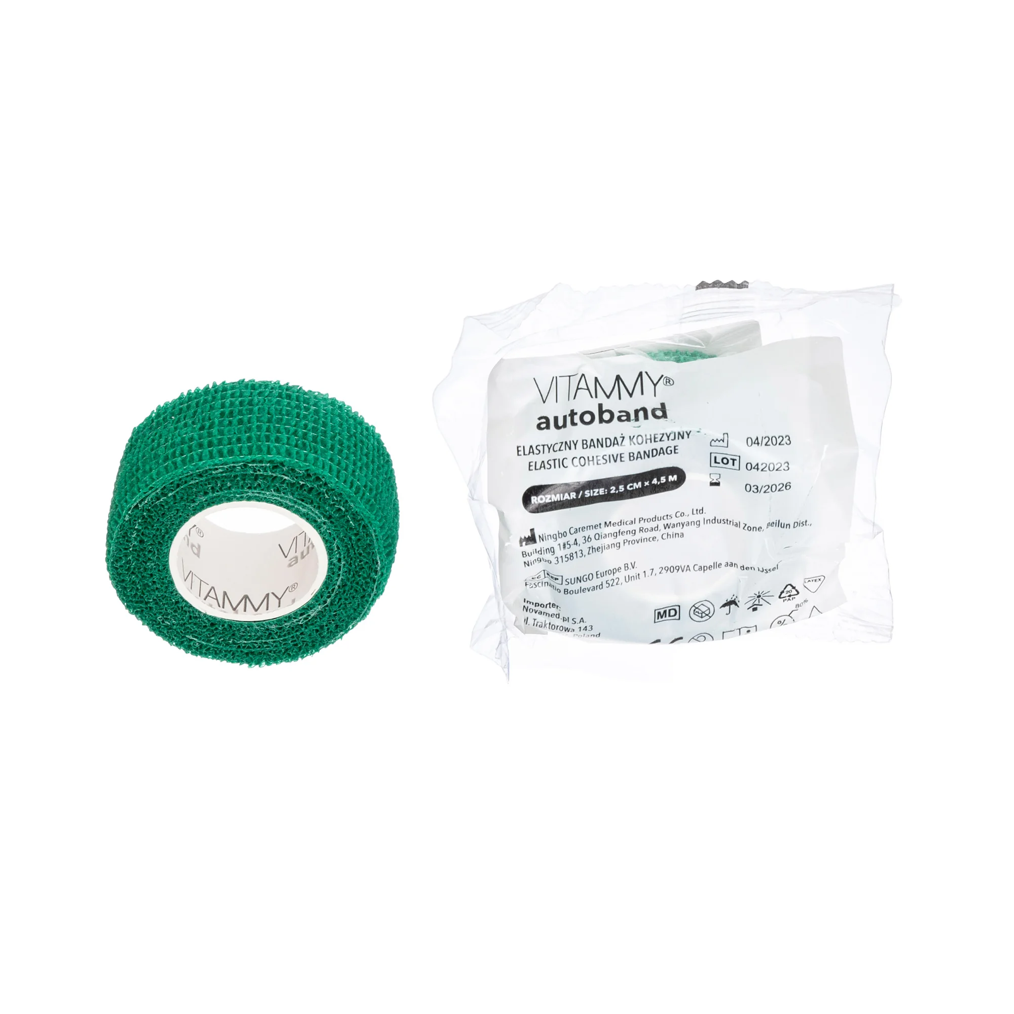 VITAMMY Autoband samolepiaca elastická bandáž zelená 2,5 cm x 450 cm