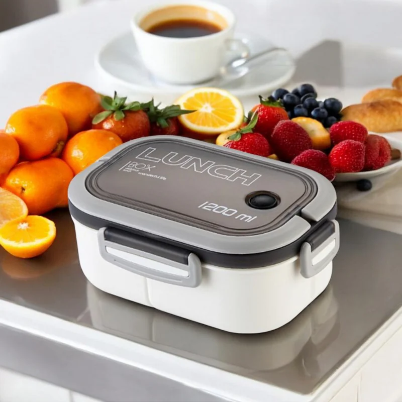 Livefy obedový box s príborom Lunch 1.2l, biely 