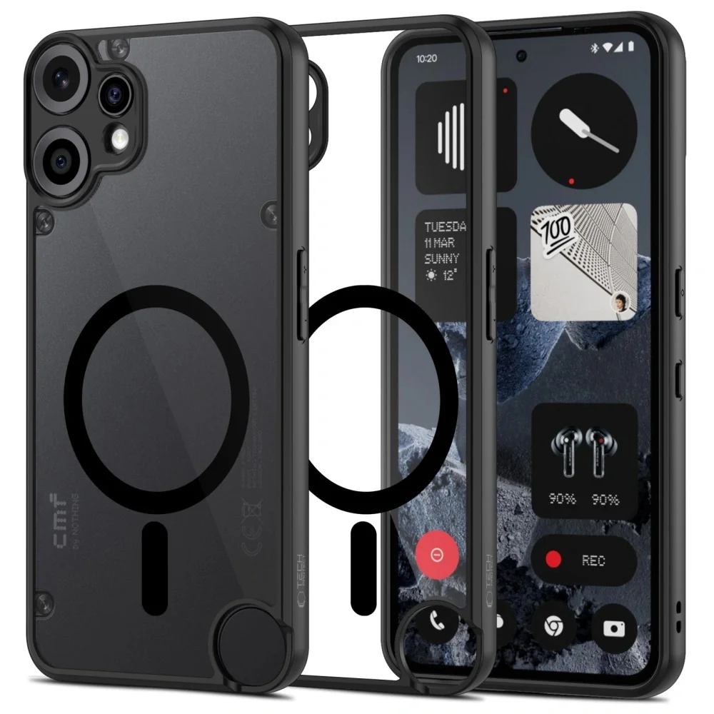 Tech-Protect Magmat MagSafe kryt na Nothing CMF Phone 2 Pro, čierny/priesvitný iesvitný