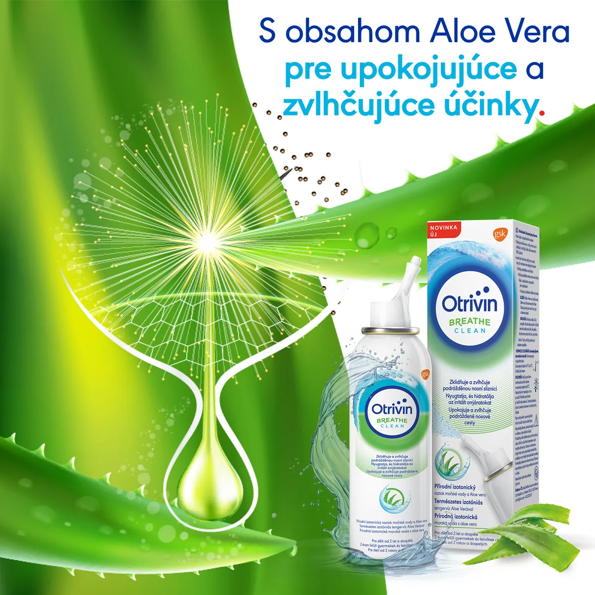 Otrivin Breathe Clean s Aloe vera 1x100 ml, izotonická morská voda na čistenie nosa