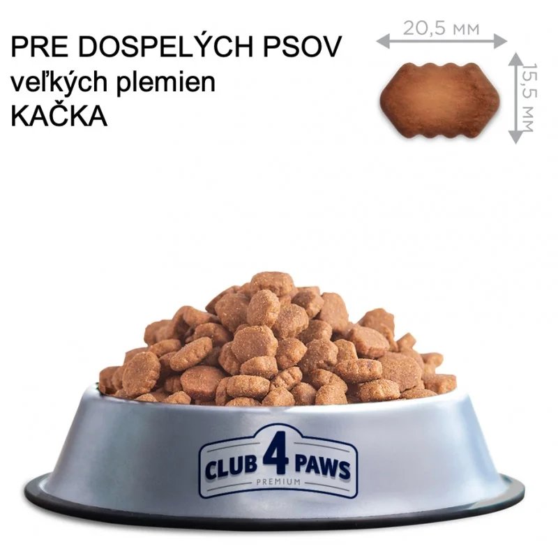 CLUB 4 PAWS Premium pre dospelých psov veľkých plemien s kačacim mäsom 14 kg (3050)
