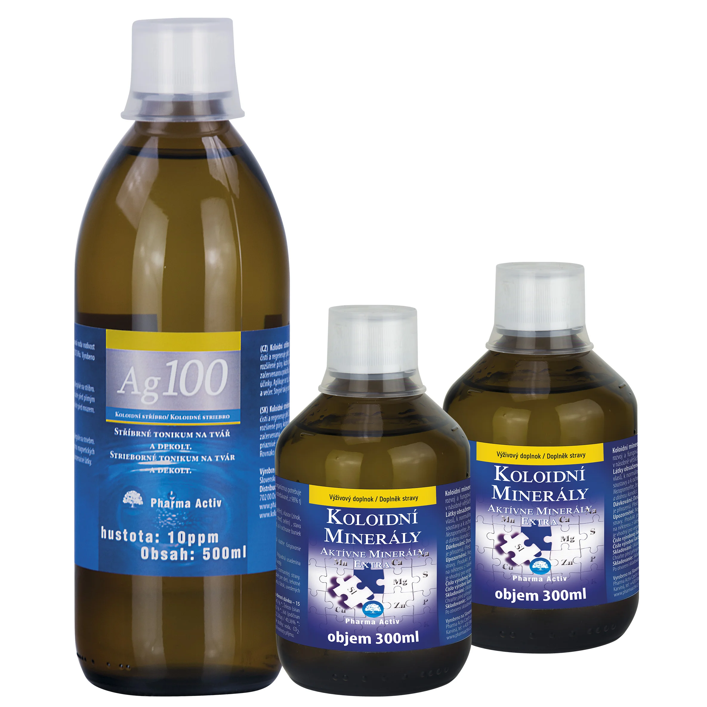 Aktívne minerály extra AKCIA 2x300 ml + Koloidné striebro Ag100 10ppm 2x300ml+500 ml