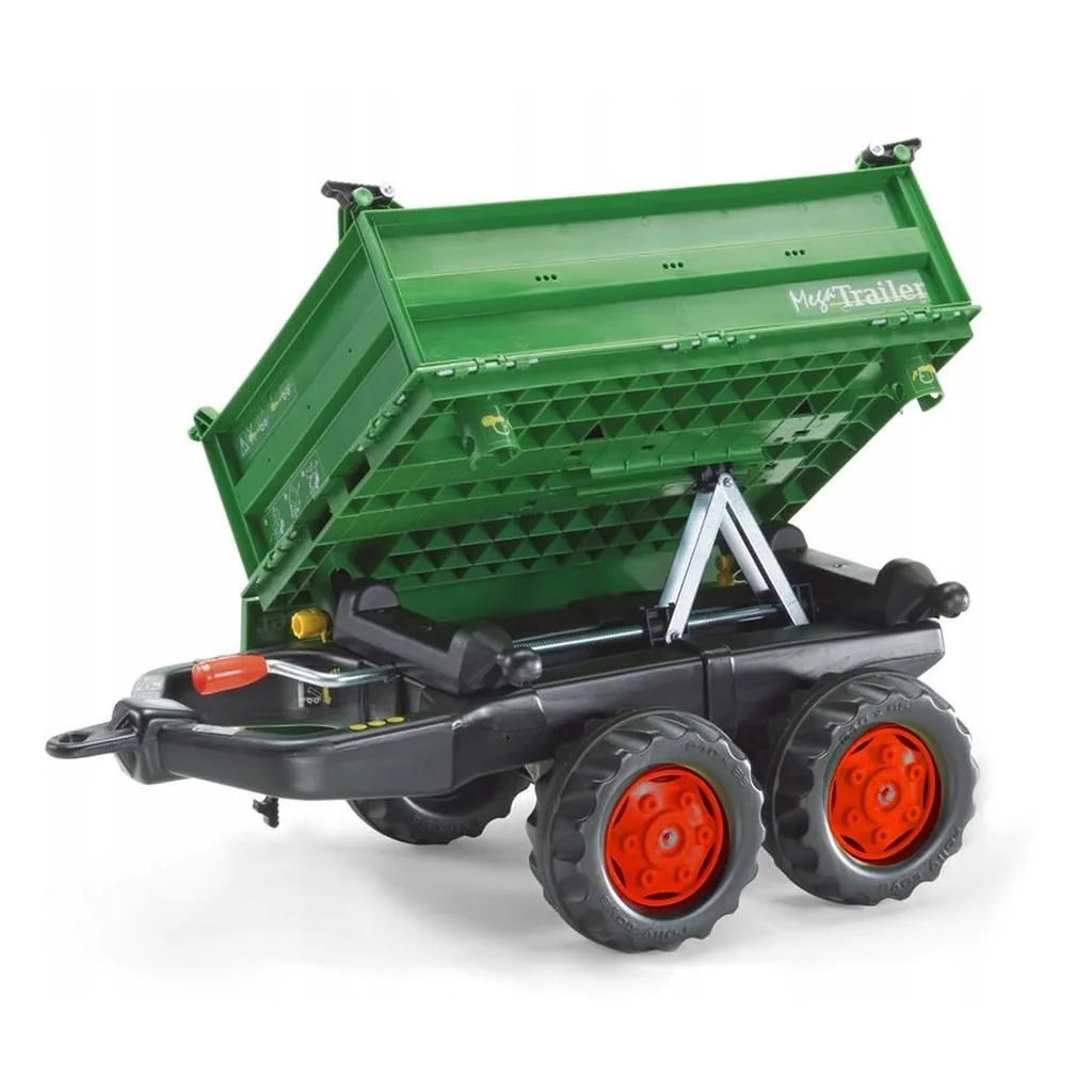 Sklápací 2osý traktorový príves Rolly Toys Mega Trailer zelený ,