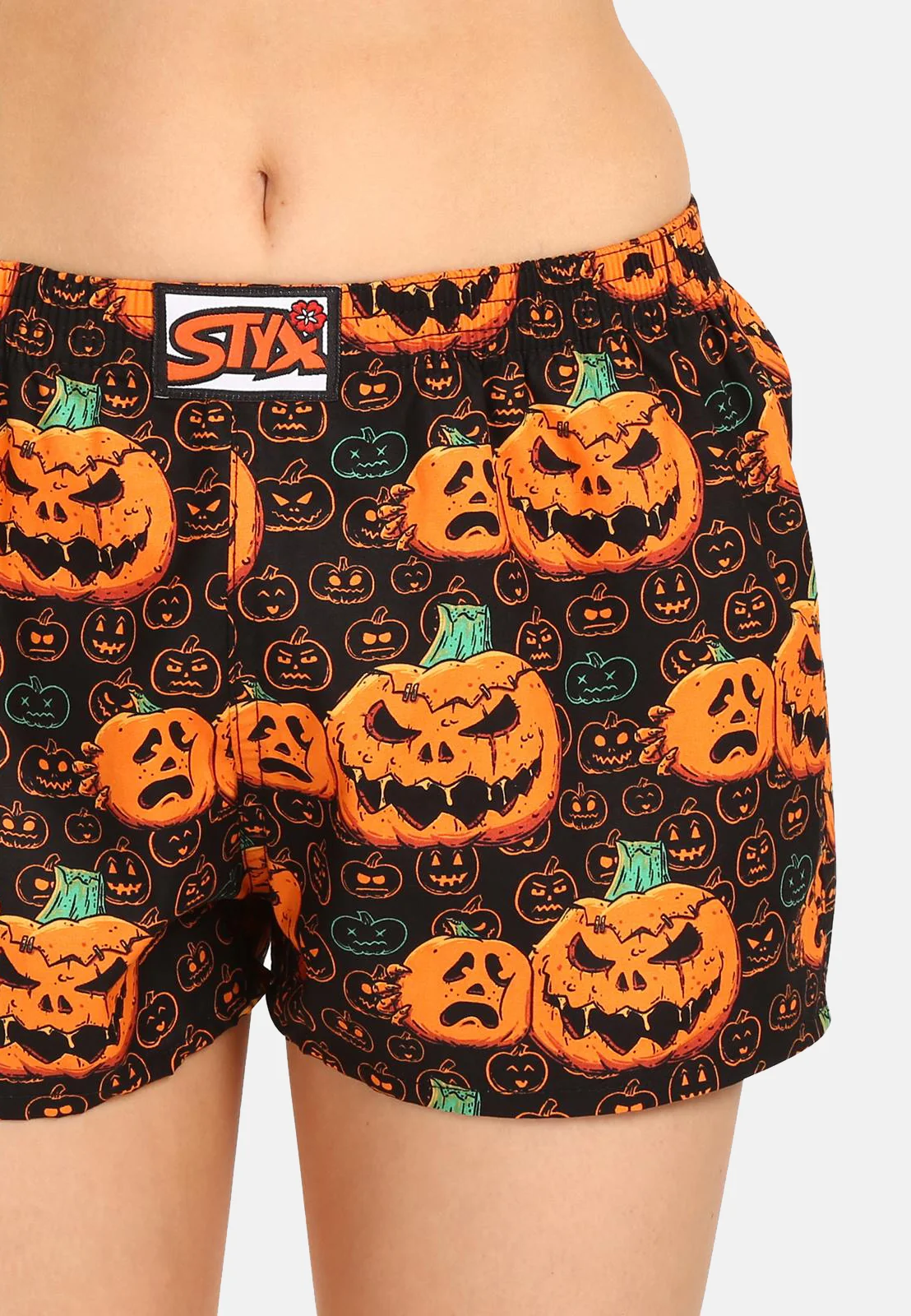 Dámske trenky art klasická guma Halloween tekvica (K1755) L