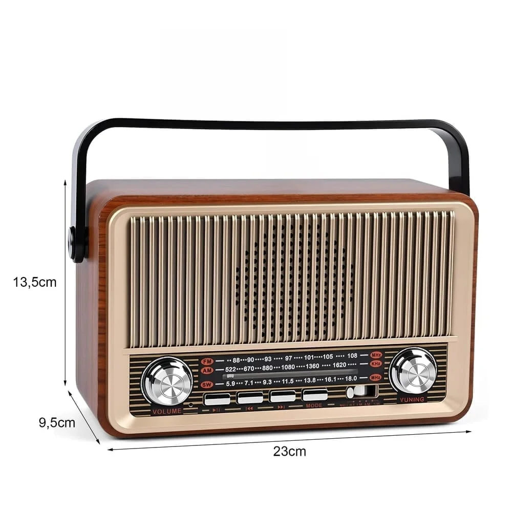 MG SG-510BT Bluetooth prenosné retro rádio, hnedé