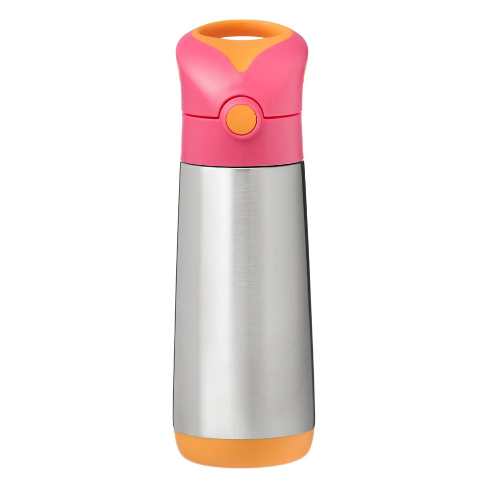 Termoska na pitie so slamkou 500 ml ružová/oranžová