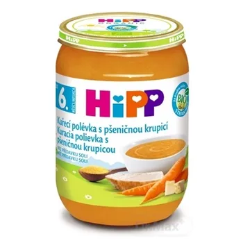 HiPP Polievka BIO Kuracia s pšeničnou krupicou 1×190 g, zeleninovo-mäsový príkrm