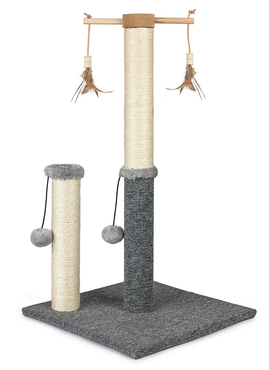 Škrabadlo pre mačky Cat Tree 64 cm s úkryt – MDF, sisal, plyš, svetlosivá