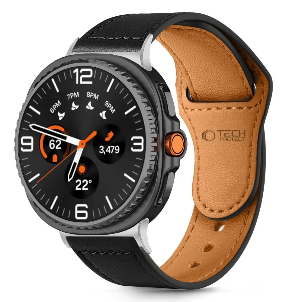 Tech-Protect Leather Fit remienok na Samsung Galaxy Watch 8 / Classic (40 / 44 / 46mm), black (40 / 44 / 46mm), black