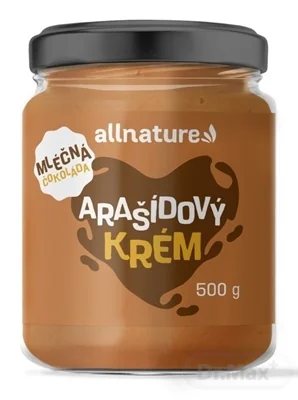 Allnature Arašidový Krém s mliečnou čokoládou 500g 1×500 g, arašidový krém s mliečnou čokoládou