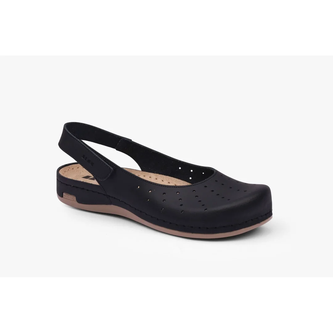 Leon 967 Zdravotné celokožené sandále 36 - 24cm, čierna, 2,5 cm