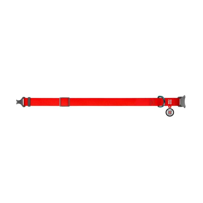Vode odolný obojok WAU DOG červený, Obvod krku: 24- 40cm, šírka: 20mm