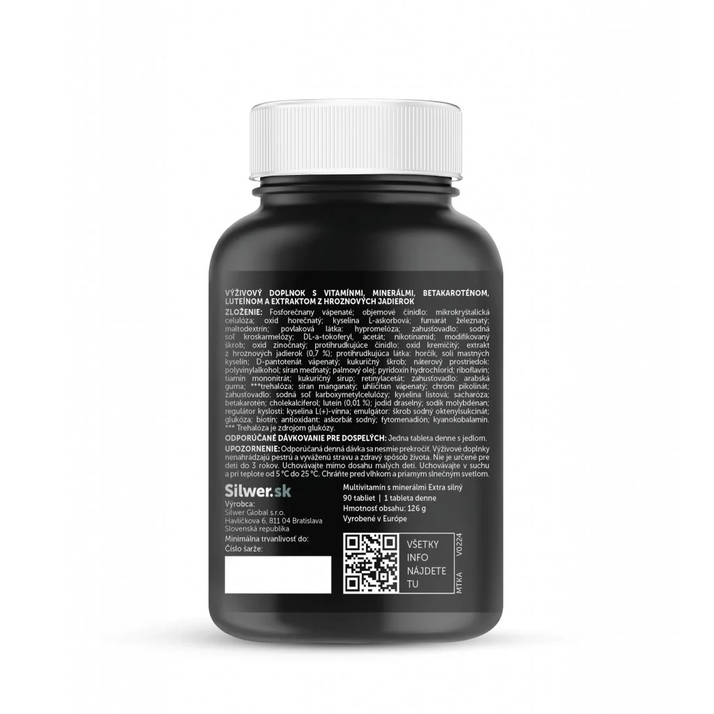 Silwer Multivitamín  s minerálmi Extra silný 90 tabliet.  26 vitamínov a minerálov pre zdravú dlhovekosť.