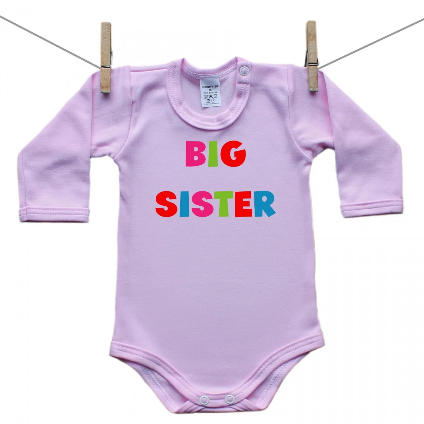 Boodyy Ružové Body s dlhým rukávom Big sister Veľkosť: 68