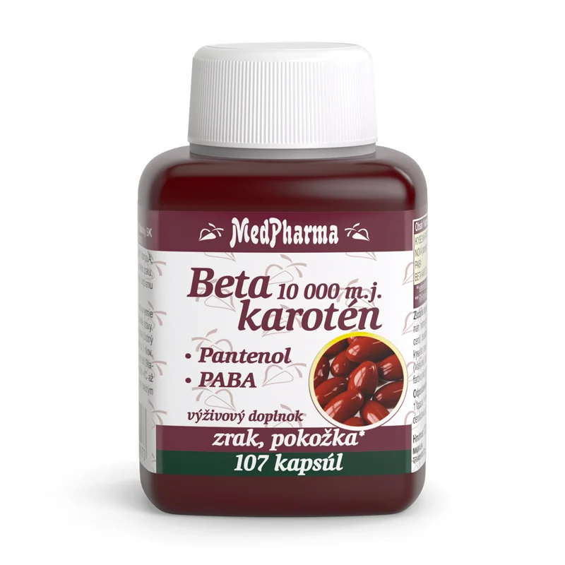 MedPharma BETAKAROTÉN 10 000 m.j.+Pantenol +PABA 1×107 cps, výživový doplnok