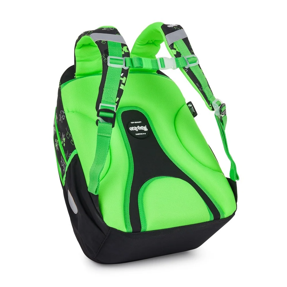 Školský batoh OXY NEXT Green Cube zelený, ergonomický