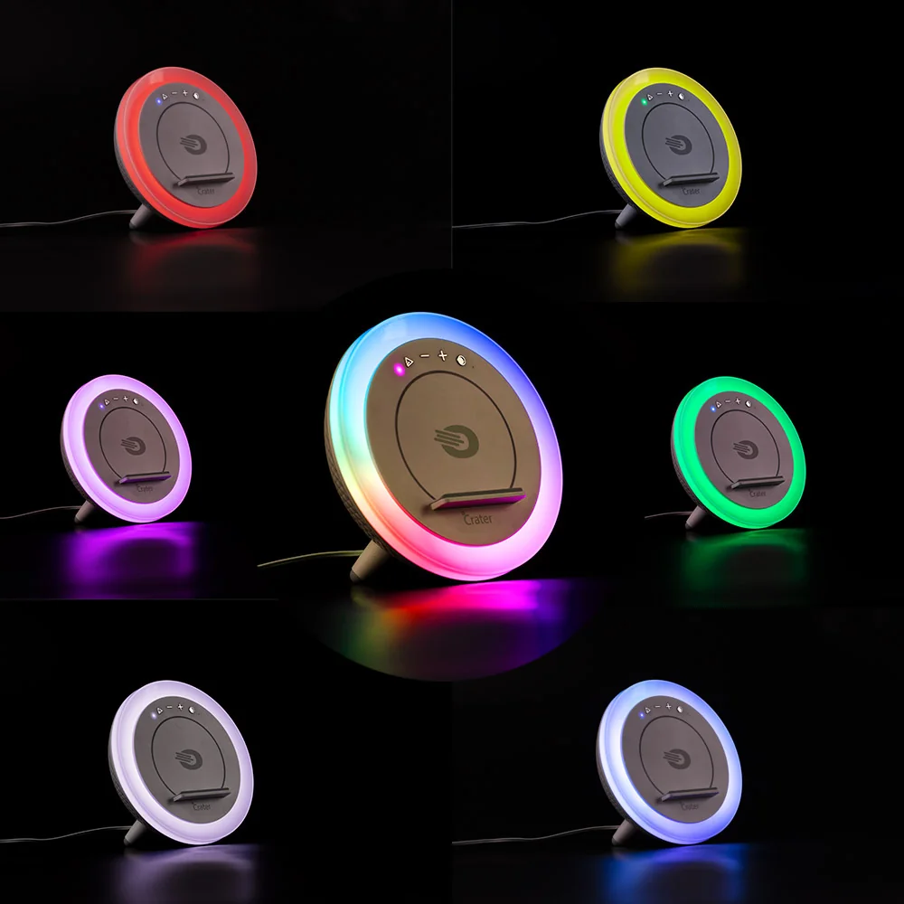 Nočná lampa s RGB svetlom, nabíjačkou smartfónu a reproduktorom