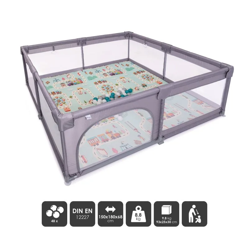 BABYGO ohrádka Playpark Grey s matrací