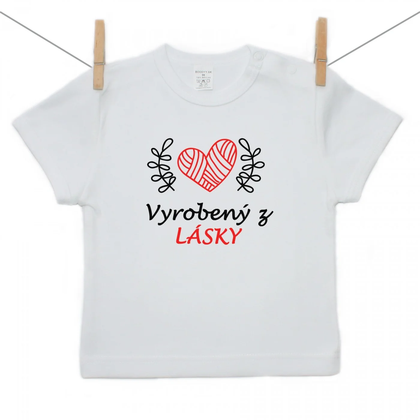 Boodyy Tričko s krátkym rukávom Vyrobený z lásky Veľkosť: 80